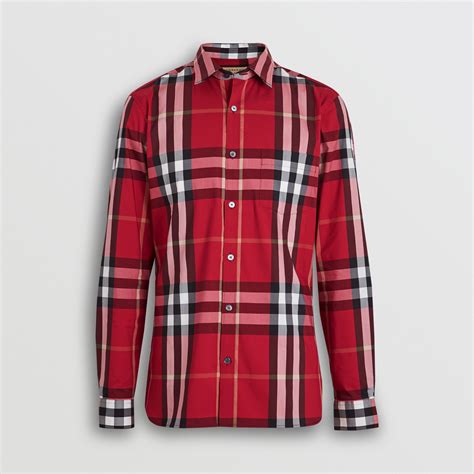 burberry red button up|burberry check button up shirt.